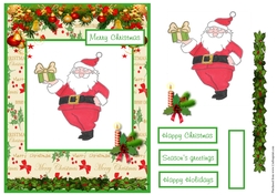 Santa Claus and gift greeting card