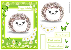 Cute hedgehog birthday greeting card