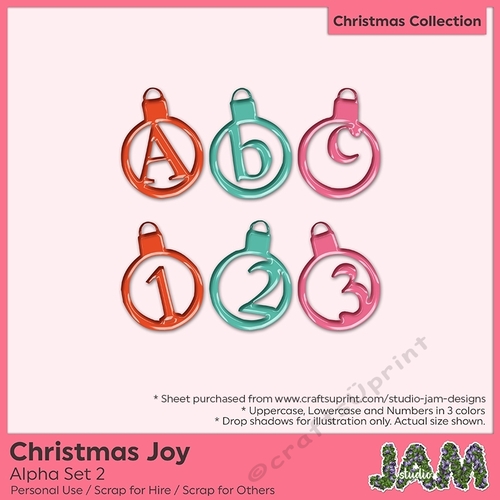 Christmas Bauble Style Alpha Set in Three Colors