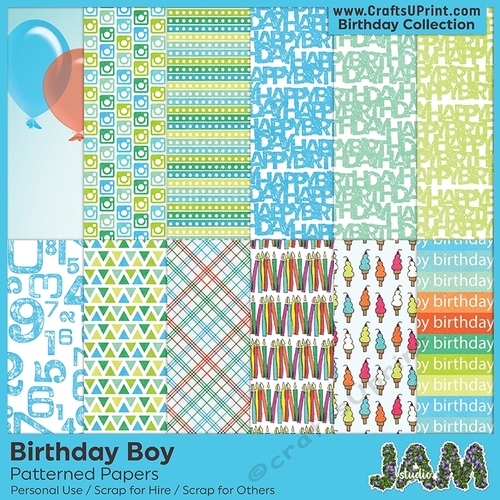 12x12 Birthday Themed Papers - Boy