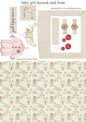 New Baby Girl, Layered Quick Card