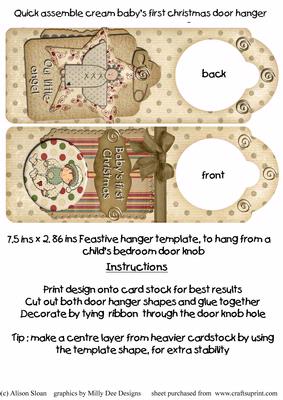 Quick Assemble Cream Baby's First Christmas Door Hanger