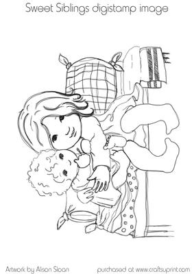 Sweet Siblings Digi Stamp Image