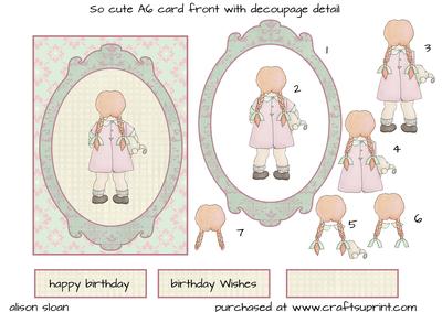 So Cute, A6 Card Front with Decoupage