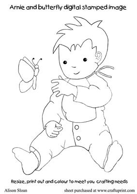 Arnie and Butterfly, Digital Stamped Image