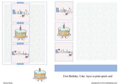 1st Birthday Cake Quick Card