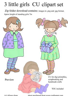 3 Little Girls Clipart