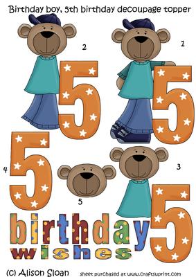 5th Birthday Decoupage Topper