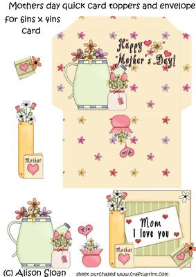 Mothers Day Mini Card Toppers and Envelope