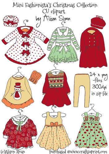 Mini Fashionistas Christmas Collection CU Clipart