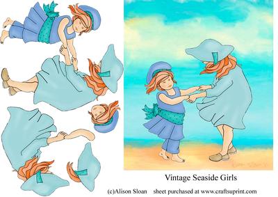 Victorian Girls Seaside Decoupage Sheet