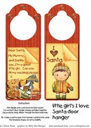 Little Girl's, I Love Santa, Door Hanger