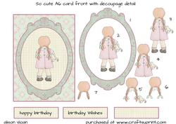 So Cute, A6 Card Front with Decoupage