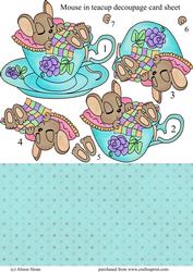 Mouse in Teacup Decoupage Style Sheet