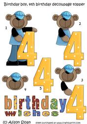 4th Birthday Decoupage Topper