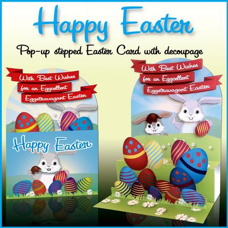 Easter Bunny Stepped Pop Up Card