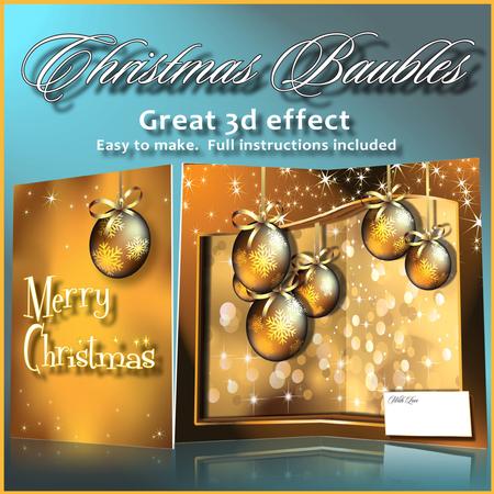 3D Gold Christmas Baubles