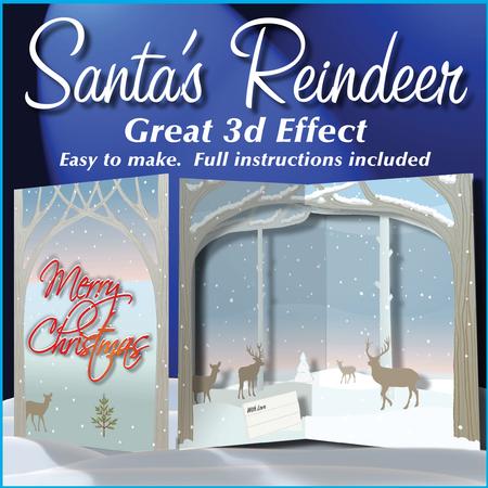 Santa's Reindeer 3D Christmas Scene