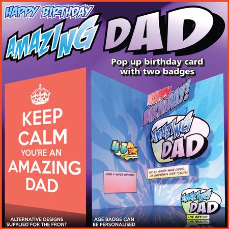 Amazing Dad Pop Up Birthday Card with Badges