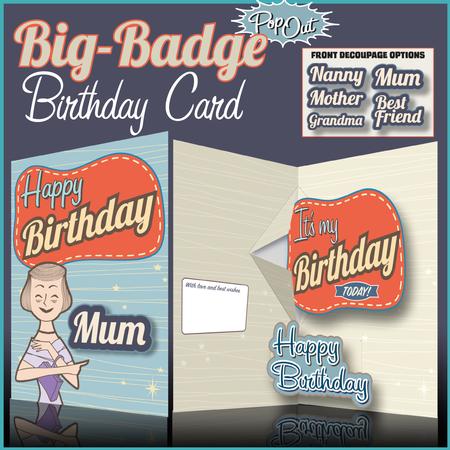 Retro Big Badge Birthday Card