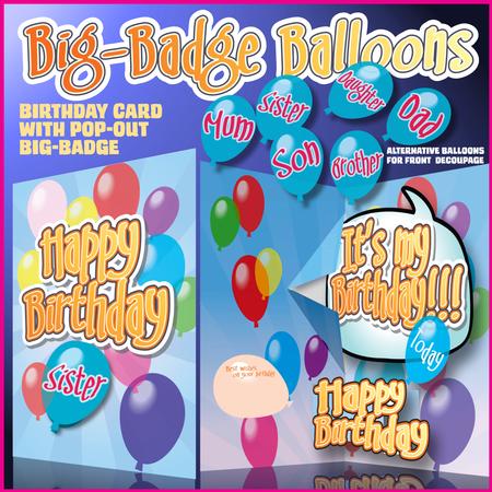 Big-badge Balloon Birthday Card