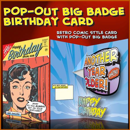 Another Year Older Big Badge Birthday Card
