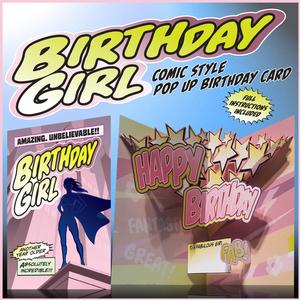 Birthday Girl Comic Style Pop Up