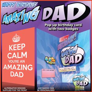 Amazing Dad Pop Up Birthday Card with Badges