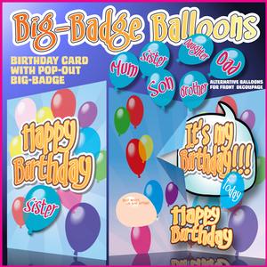 Big-badge Balloon Birthday Card