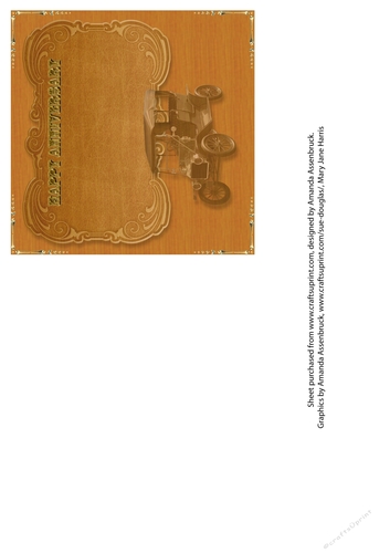 Insert for Sepia Model T Ford Male Anniversary Card A4 sheet with Decoupage