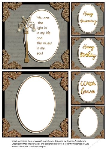 You are the light A4 Quick Card Topper and Insert with music sheet and light
