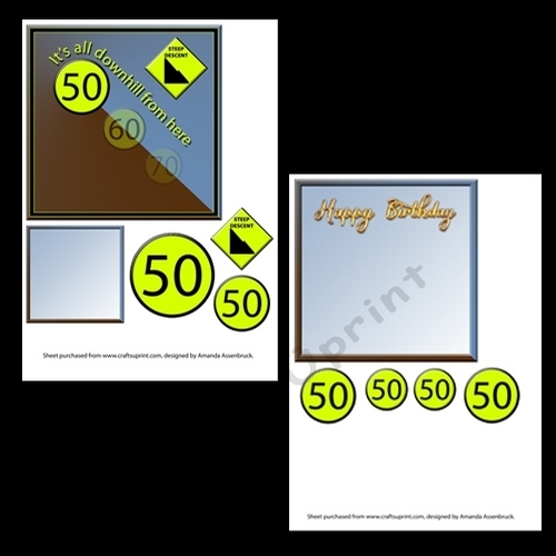 Downhill From Here Male 50th Birthday Card Kit