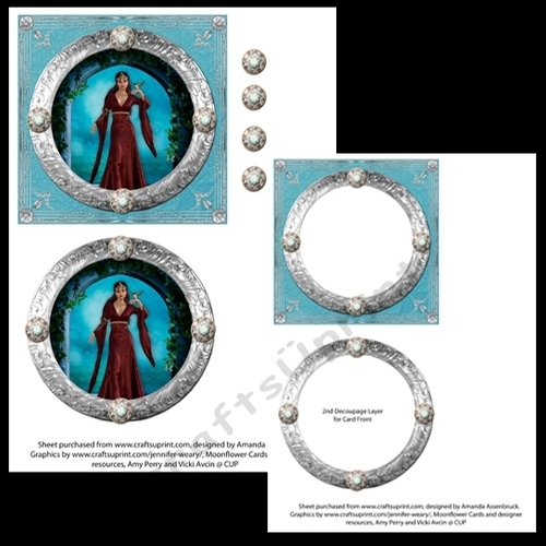 Red and Blue Fantasy Lady 5 Inch Card Kit 1