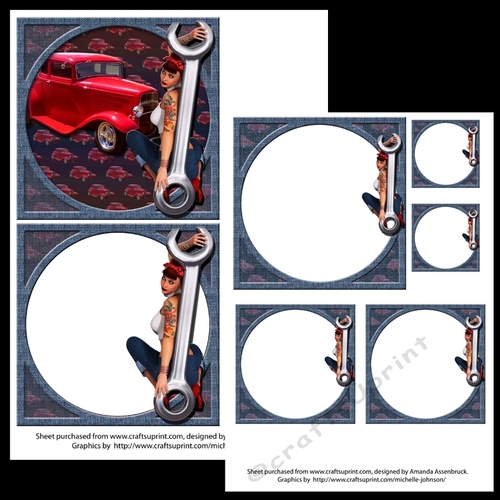 Denim Hotrod 50s Pinup 5 Inch Card Kit 2