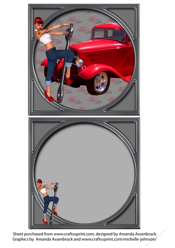 Vintage Rock-a-Billy Pinup Mechanic Hotrod and Steel Quick Card 1