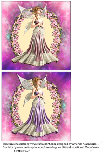 Pink and Purple Fairy Toppers V1 5x5 Inch Card Fronts