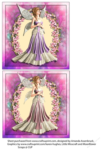 Pink and Purple Fairy Toppers V2 5x5 Inch Card Fronts