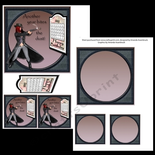 Funny Female Gunslinger 6x6 card kit Another Year Bites The Dust May