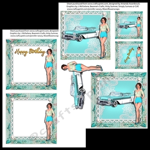 Blue 50s Pinup and Chevrolet 5x5 inch kit 1