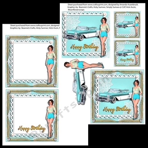 Blue 50s Pinup and Chevrolet 5x5 inch kit 2
