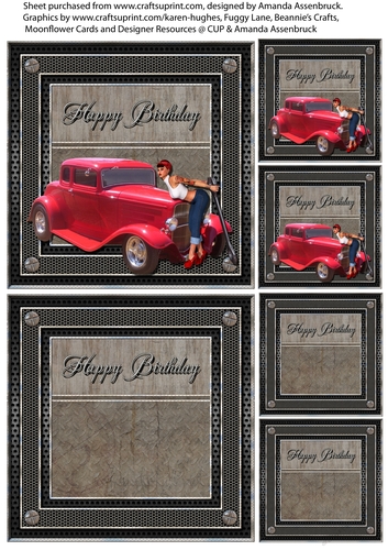Vintage 5x5 Rock-a-Billy Pinup Mechanic Hotrod Quick Card 2