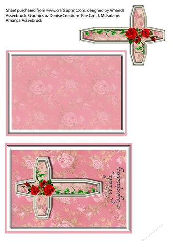 A6 Pink and Red Roses Sympathy Quick Card 1