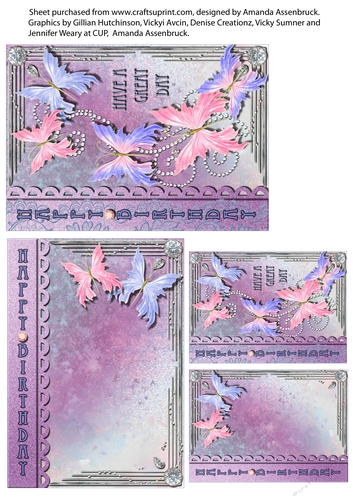 Dancing Butterflies Birthday 1 A6 Quick Card