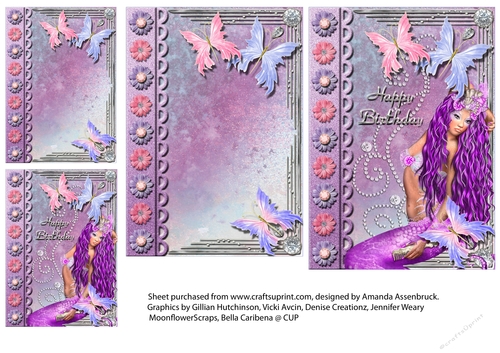 Dancing Butterflies and Mermaid A6 Quick Card 1