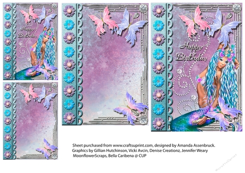Dancing Butterflies and Mermaid A6 Quick Card 2