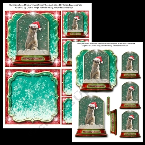 Christmas Globe Santa Meerkat 5x5 inch Kit 1