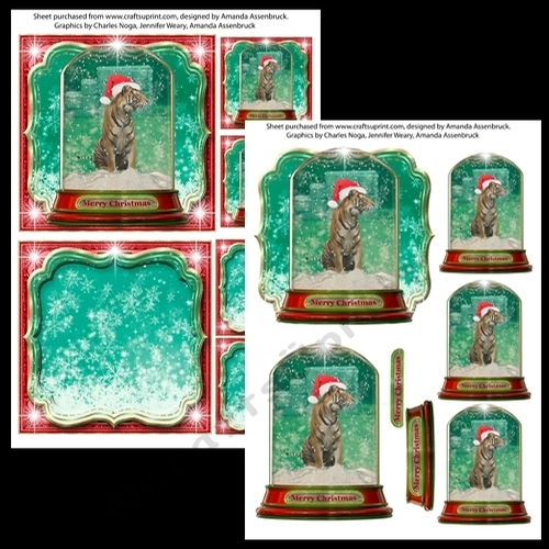 Christmas Globe Santa Tiger 5x5 inch Kit 1