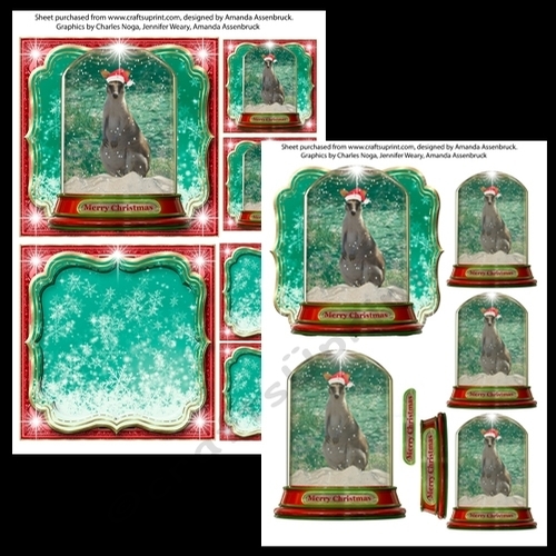 Christmas Globe Santa Kangaroo 5x5 inch Kit 1