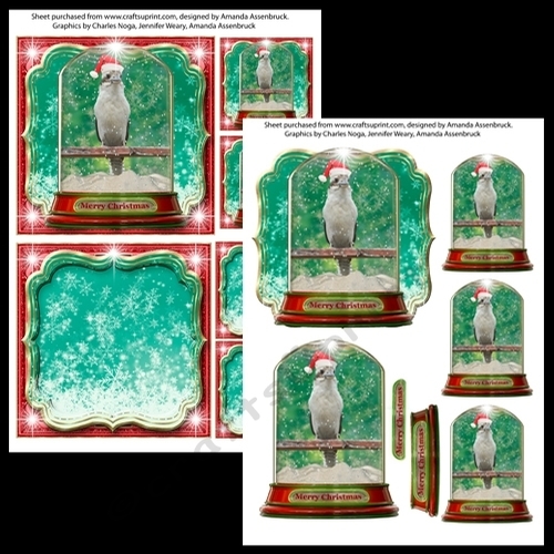 Christmas Globe Santa Kookaburra 5x5 inch Kit 1