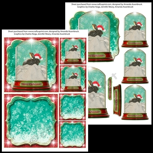 Christmas Globe Santa Bunny 5x5 inch Kit 1